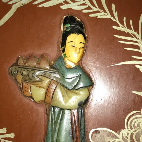 Geisha Wall Plaque Mother Of Pearl/Stone Women W/ Kimonos Decorative Art - Picture 7 of 9